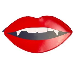 REVLON Red Lips Vampire teeth Sexy Mouth Pouch Clutch Halloween